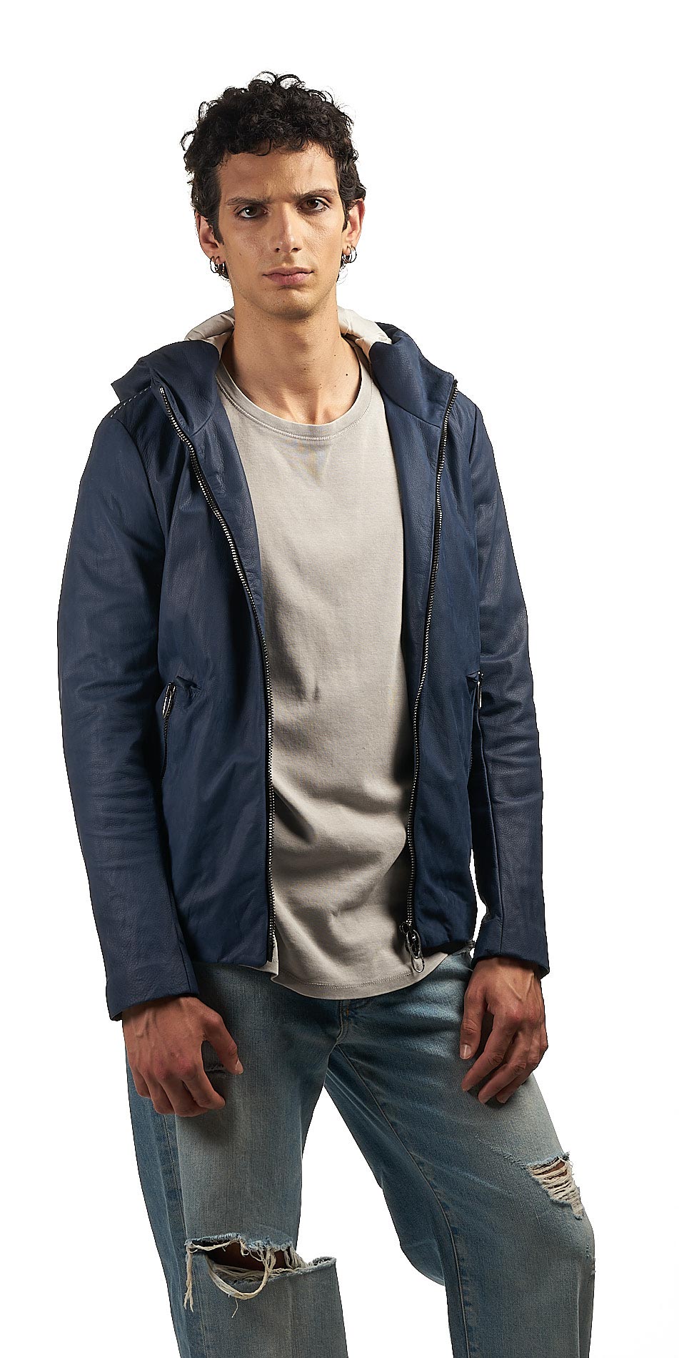 DANIELE BASTA LEATHER AND SILVER JACKET 